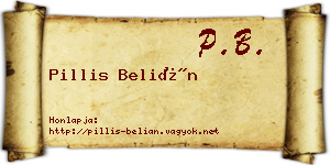 Pillis Belián névjegykártya